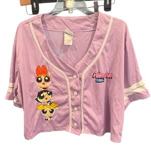 Powerpuff Girls Purple Cropped Jersey Shirt, size 1X